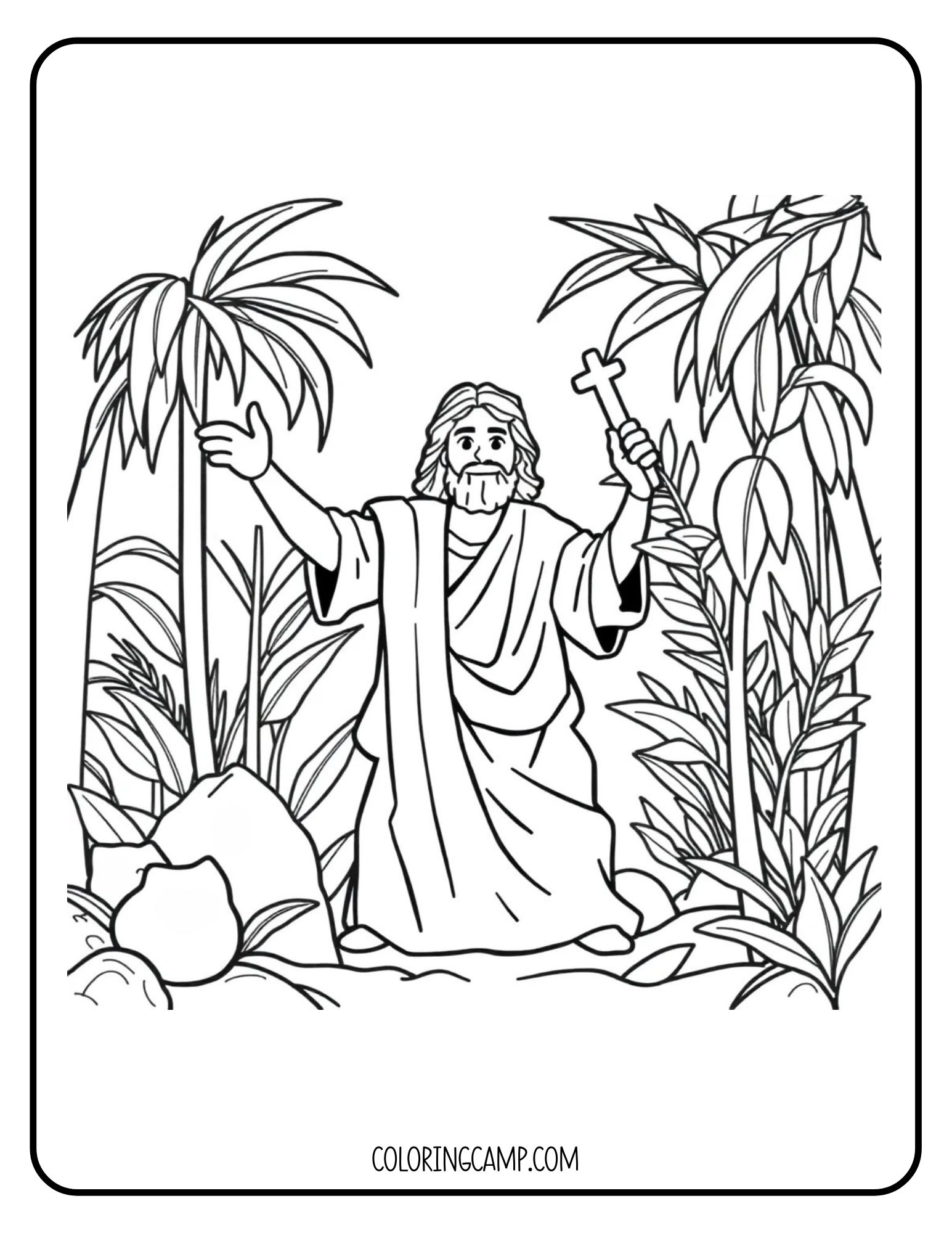 Palm Sunday coloring page from Coloring Camp.