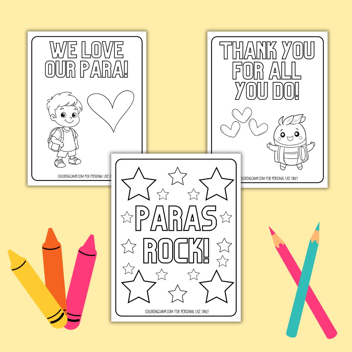 Mock up for Para Appreciation coloring pages for Coloring Camp.