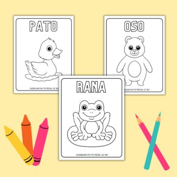 Mock up for Spanish animal coloring pages for Coloring Camp.