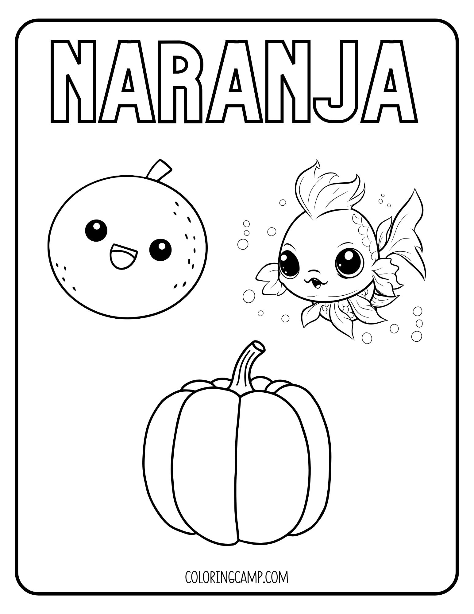 Naranja Spanish Coloring Page from Coloring Camp.