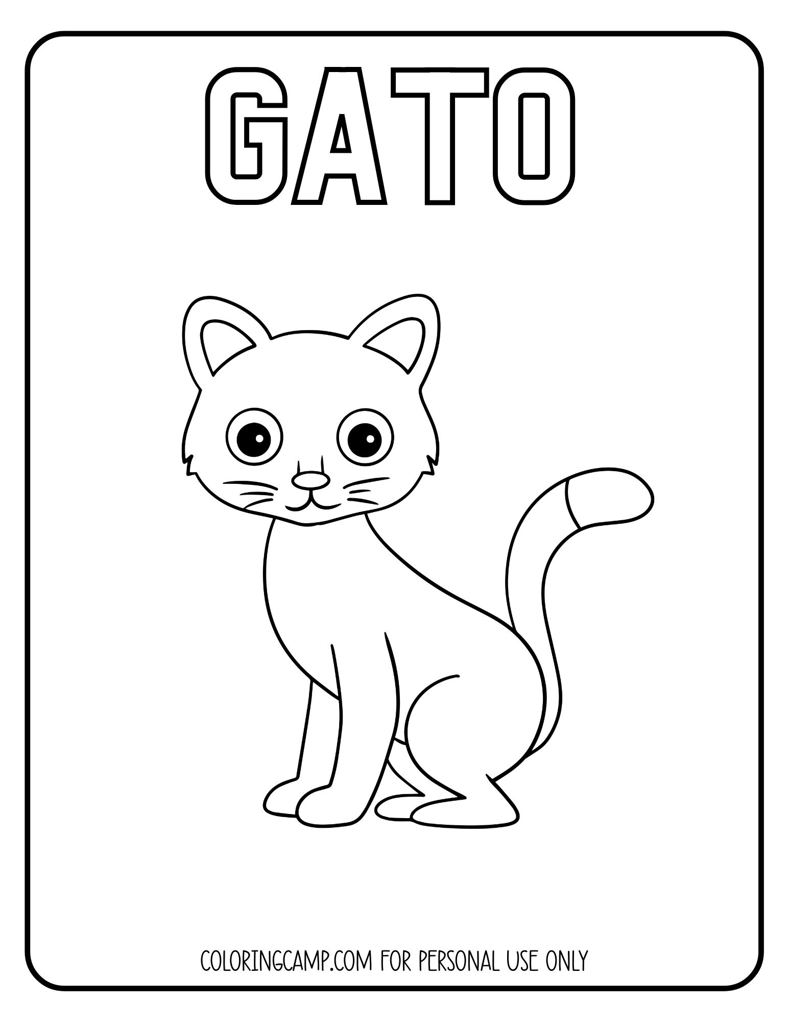 Gato Spanish animal coloring page from Coloring Camp.