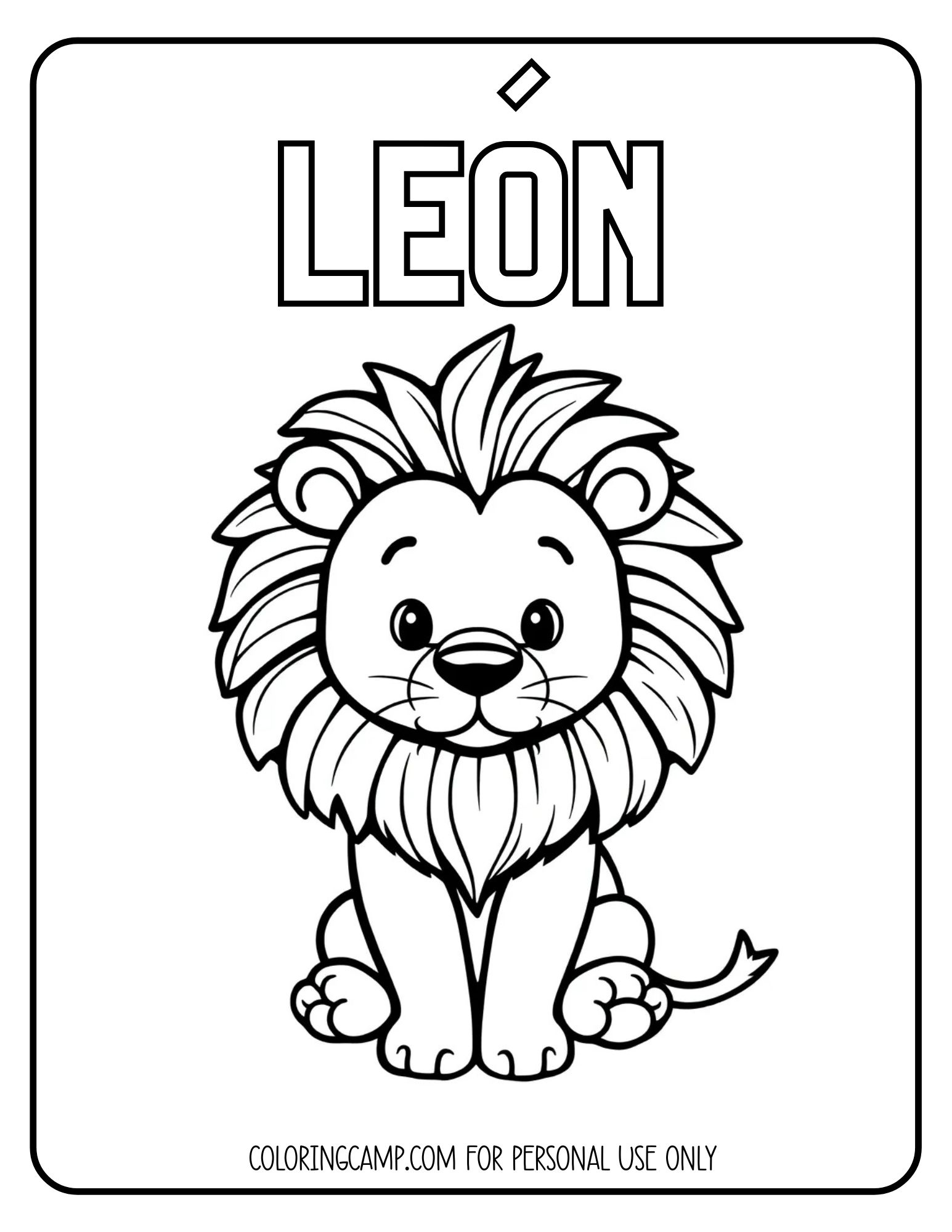 Leon Spanish animal coloring page from Coloring Camp.
