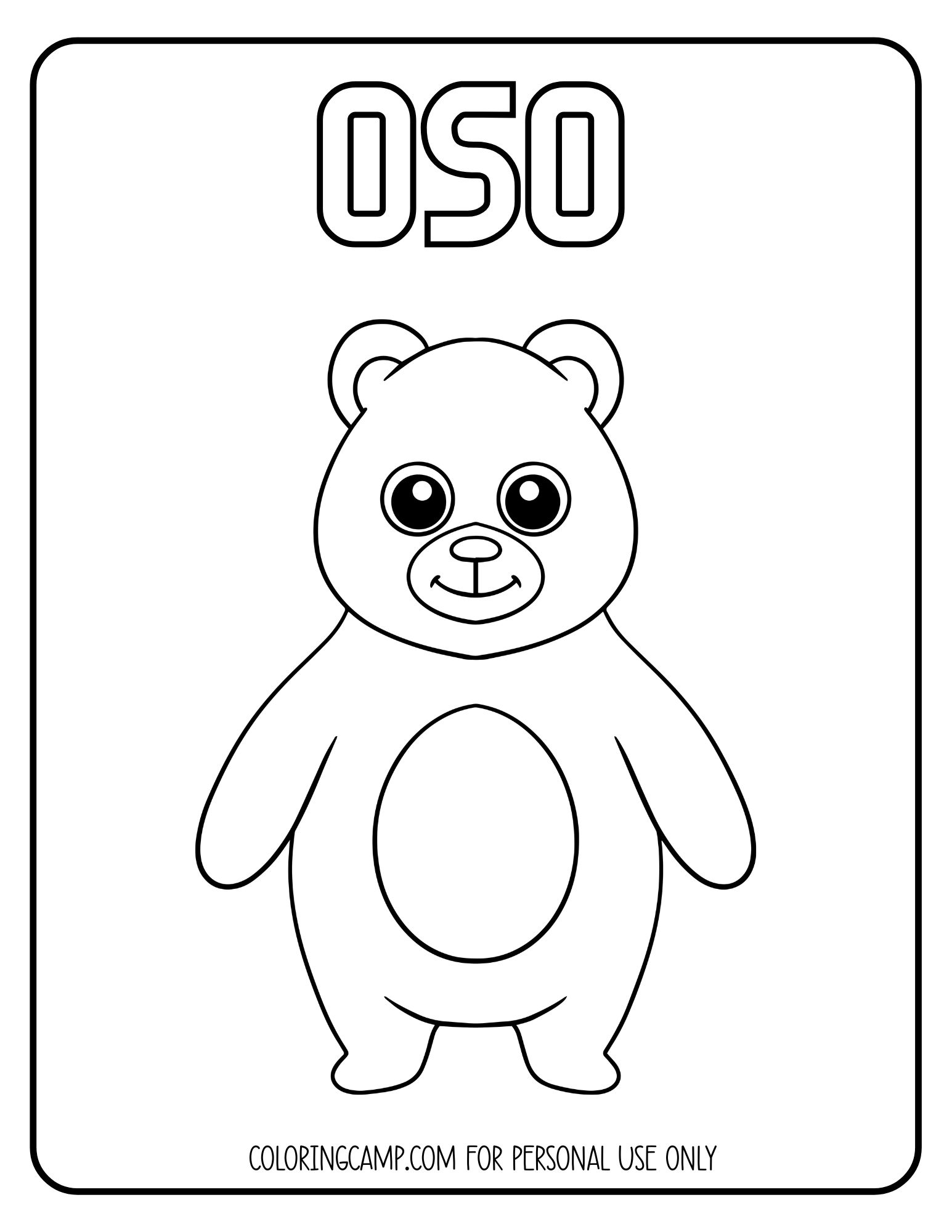 Oso Spanish animal coloring page from Coloring Camp.