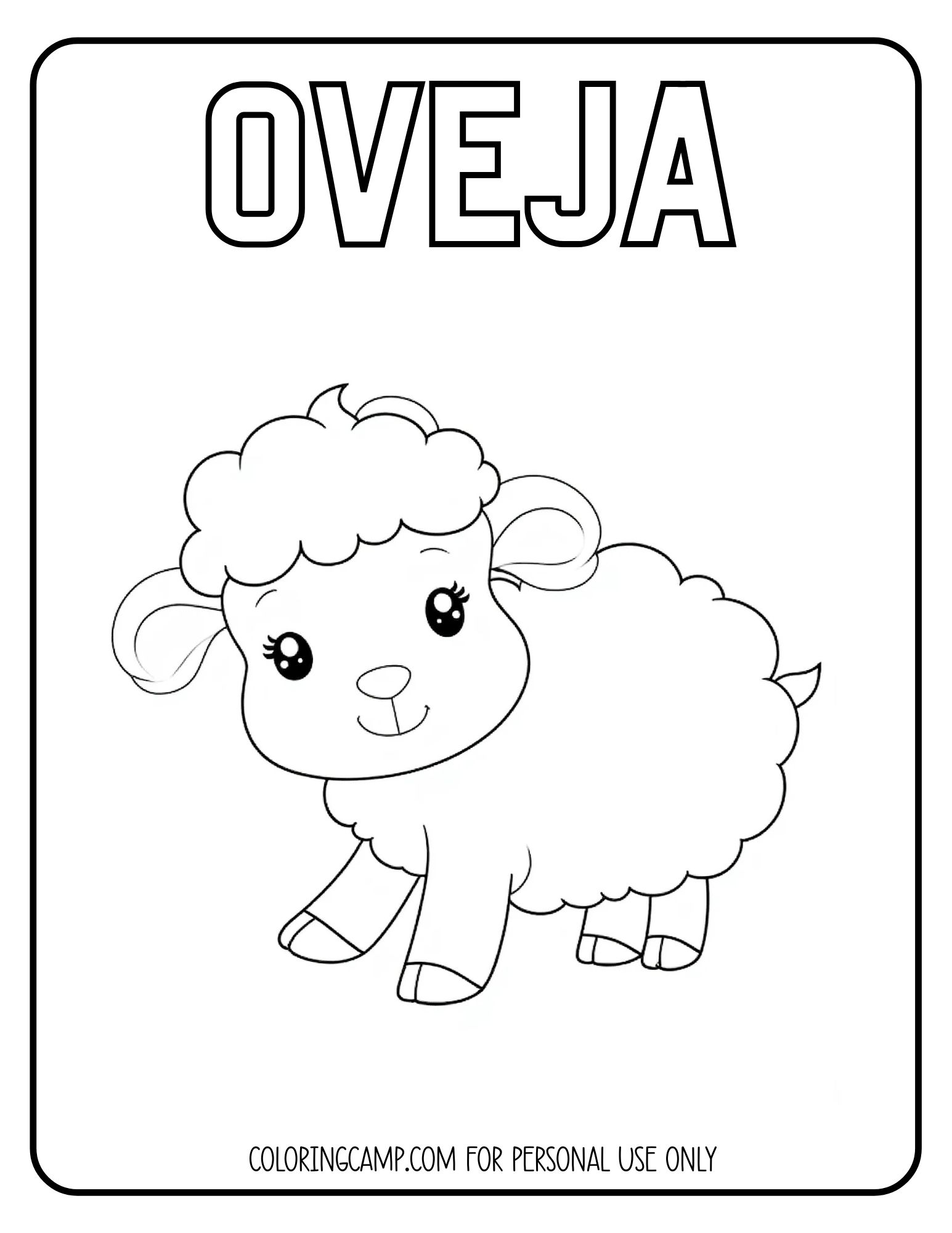 Oveja Spanish animal coloring page from Coloring Camp.