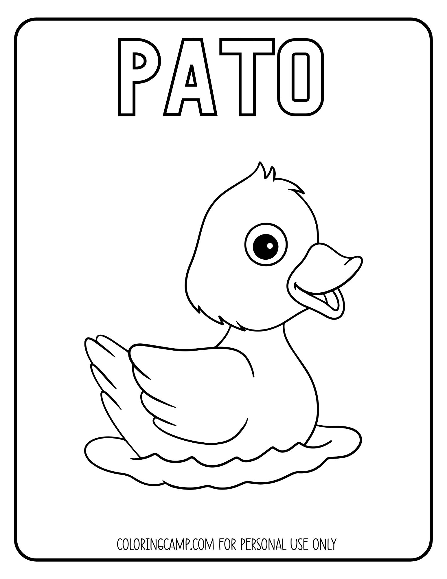 Pato Spanish animal coloring page from Coloring Camp.