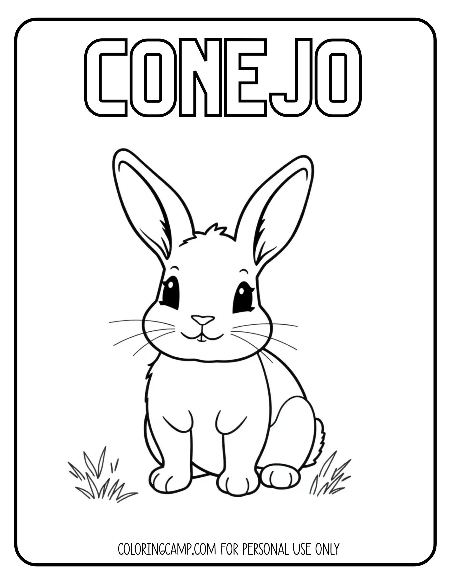 Conejo Spanish animal coloring page from Coloring Camp.