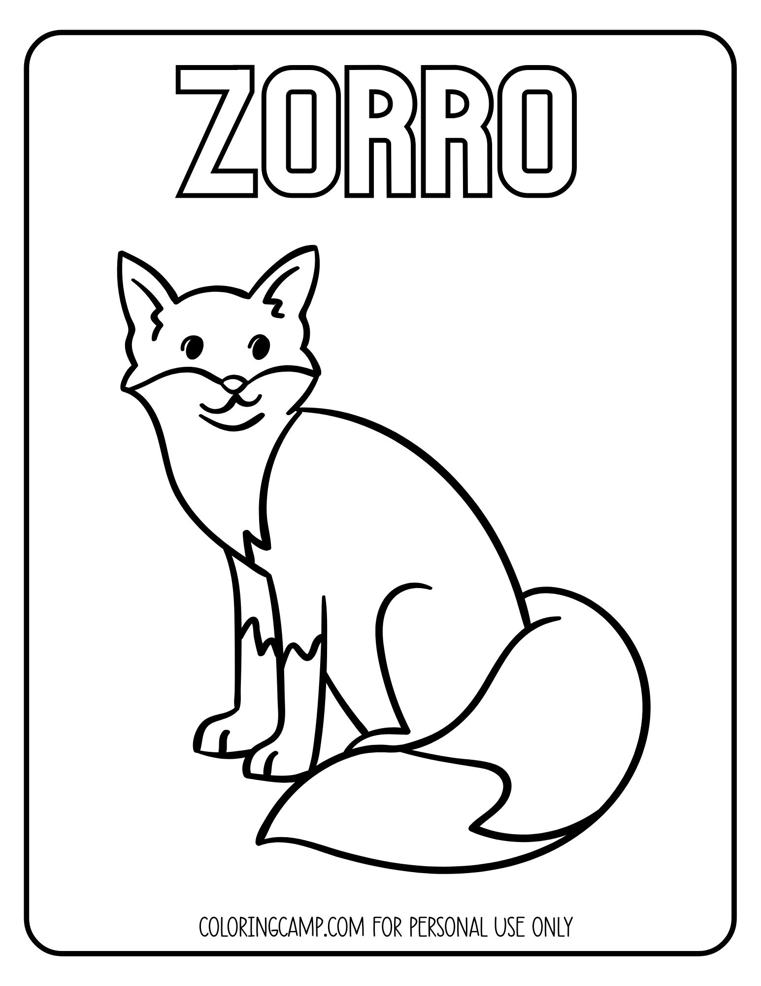 Zorro Spanish animal coloring page from Coloring Camp.