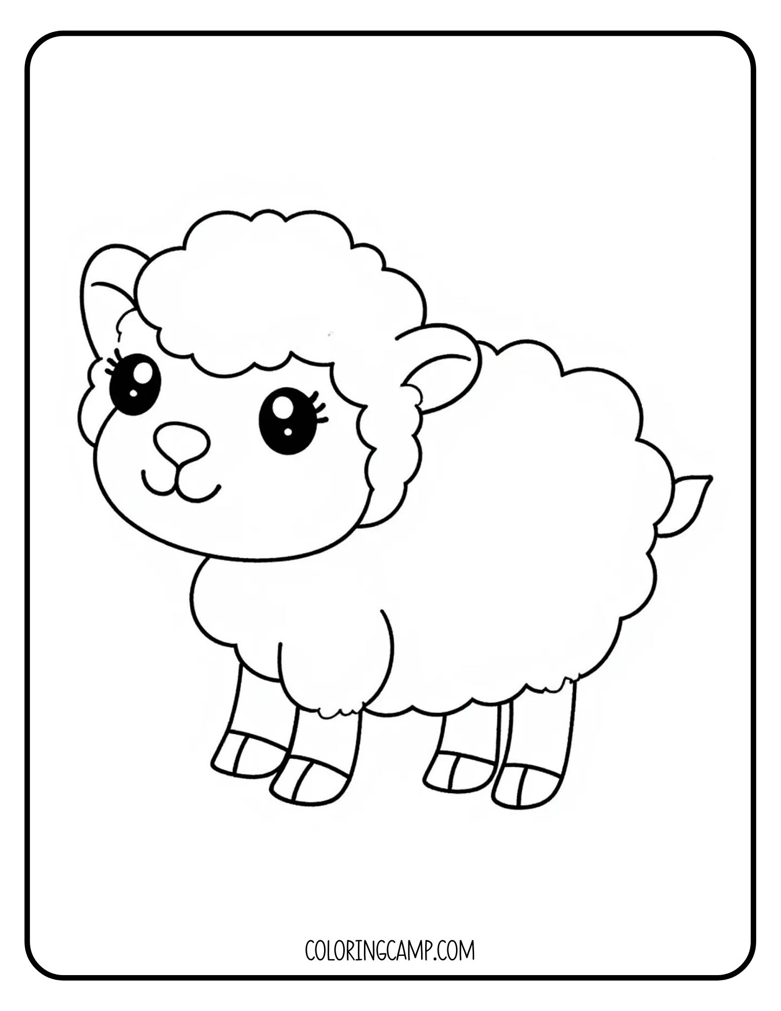 Cute Sheep coloring page from Coloring Camp.