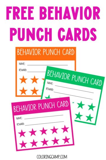 Text that says, "Free Behavior Punch Cards." Below the text are mock ups of three of the punch cards.