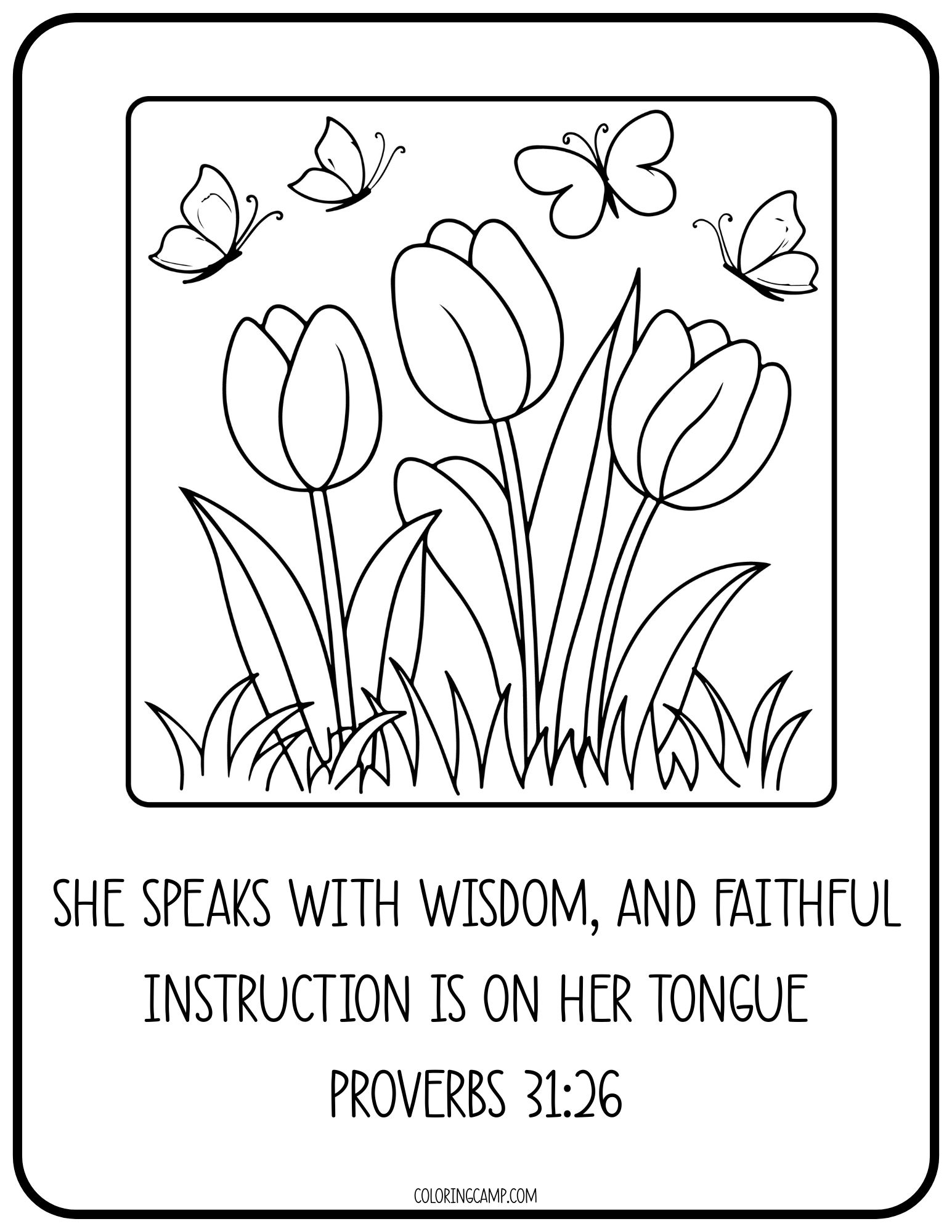 Mother's Day Coloring Page with Bible Verse from Coloring Camp.