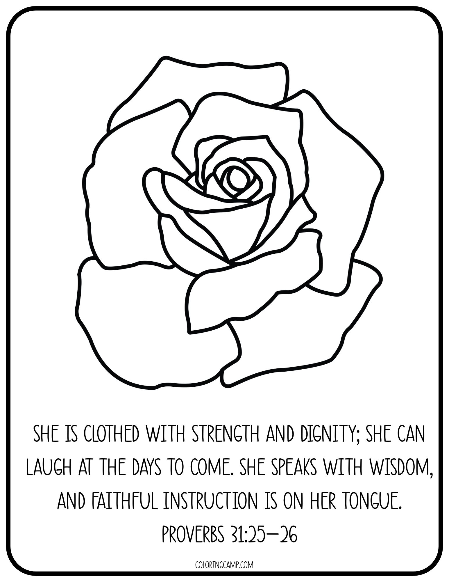 Mother's Day Coloring Page with Bible Verse from Coloring Camp.