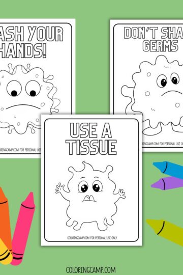 Mock up of Germ Coloring Pages from Coloring Camp.