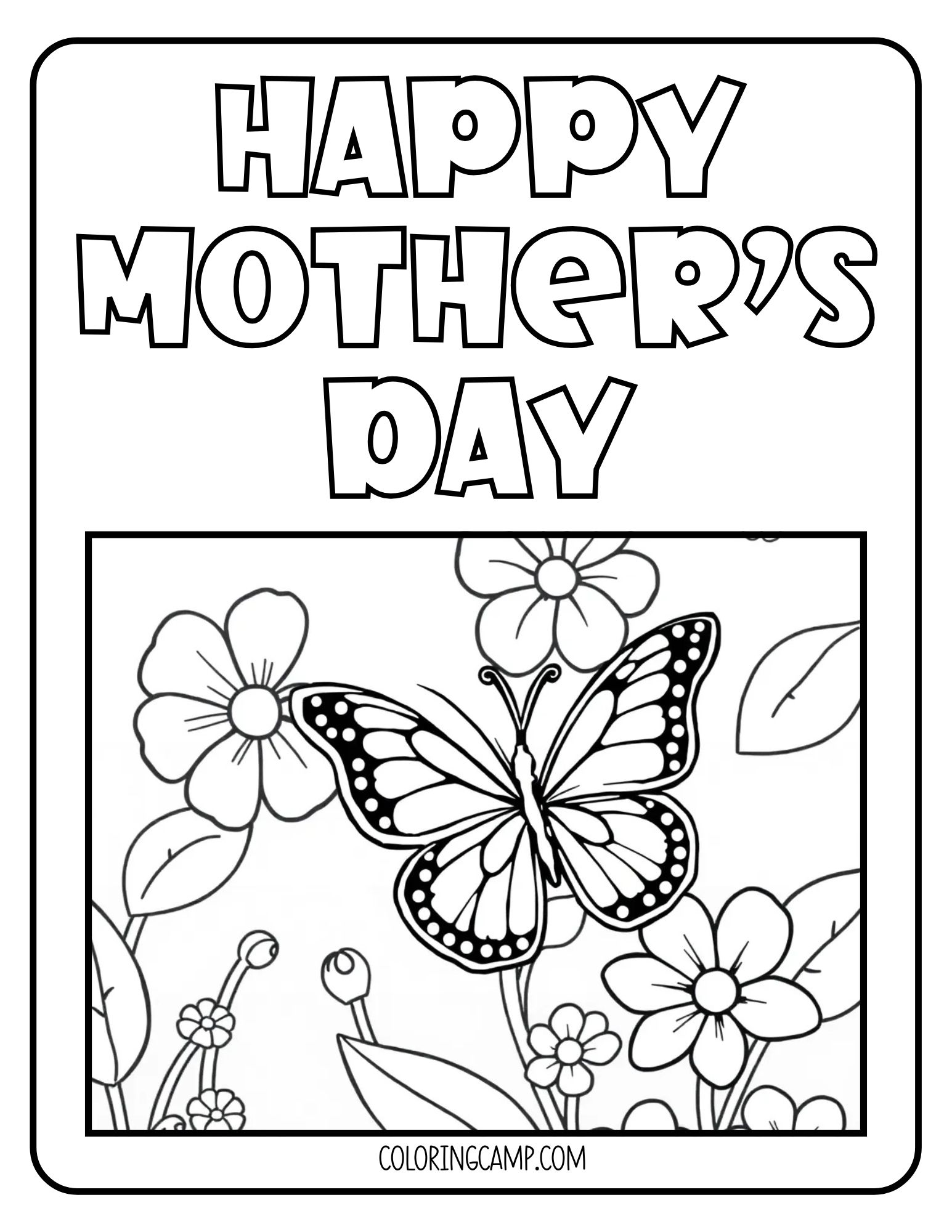 Butterfly Mother's Day coloring page.