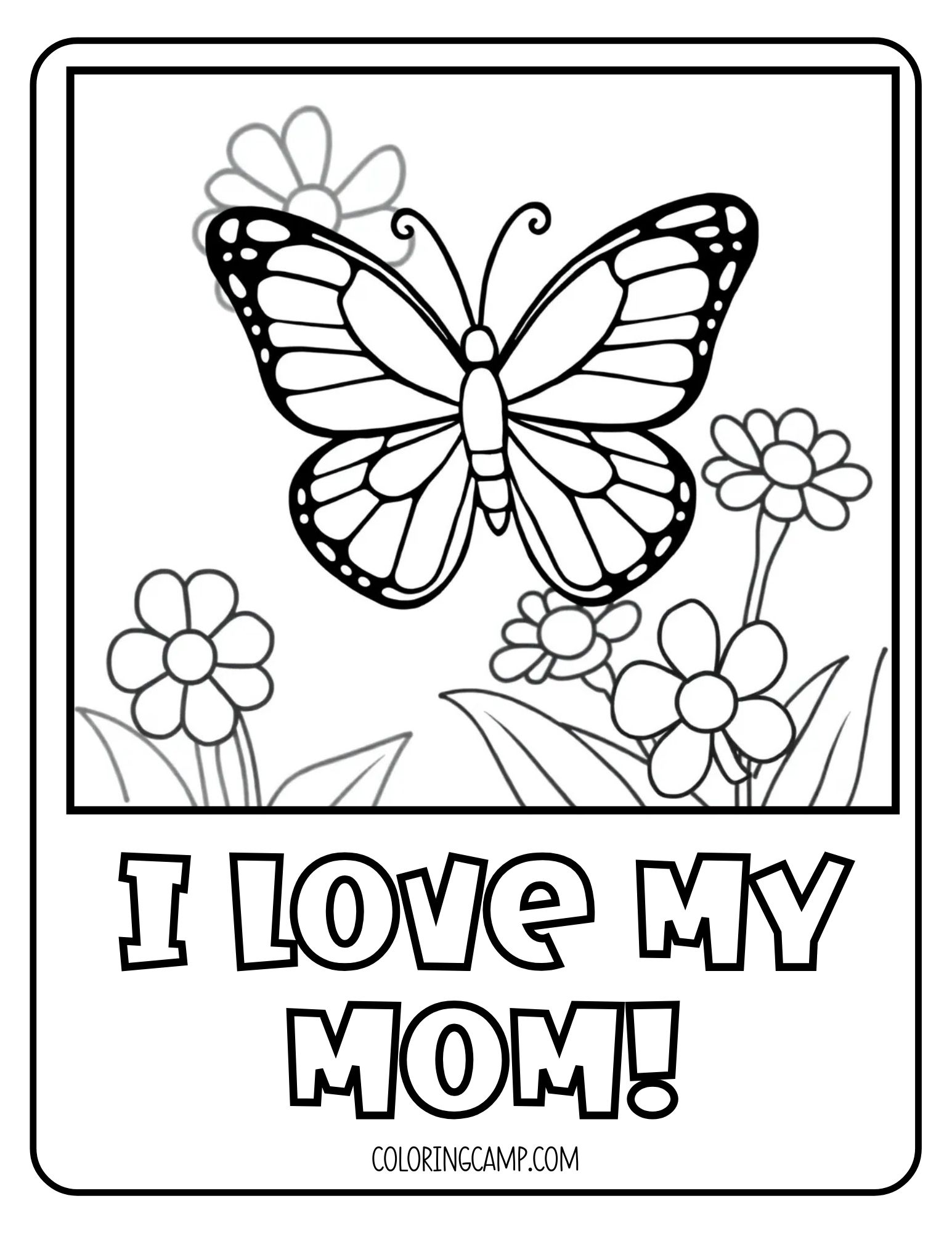 Butterfly Mother's Day coloring page.