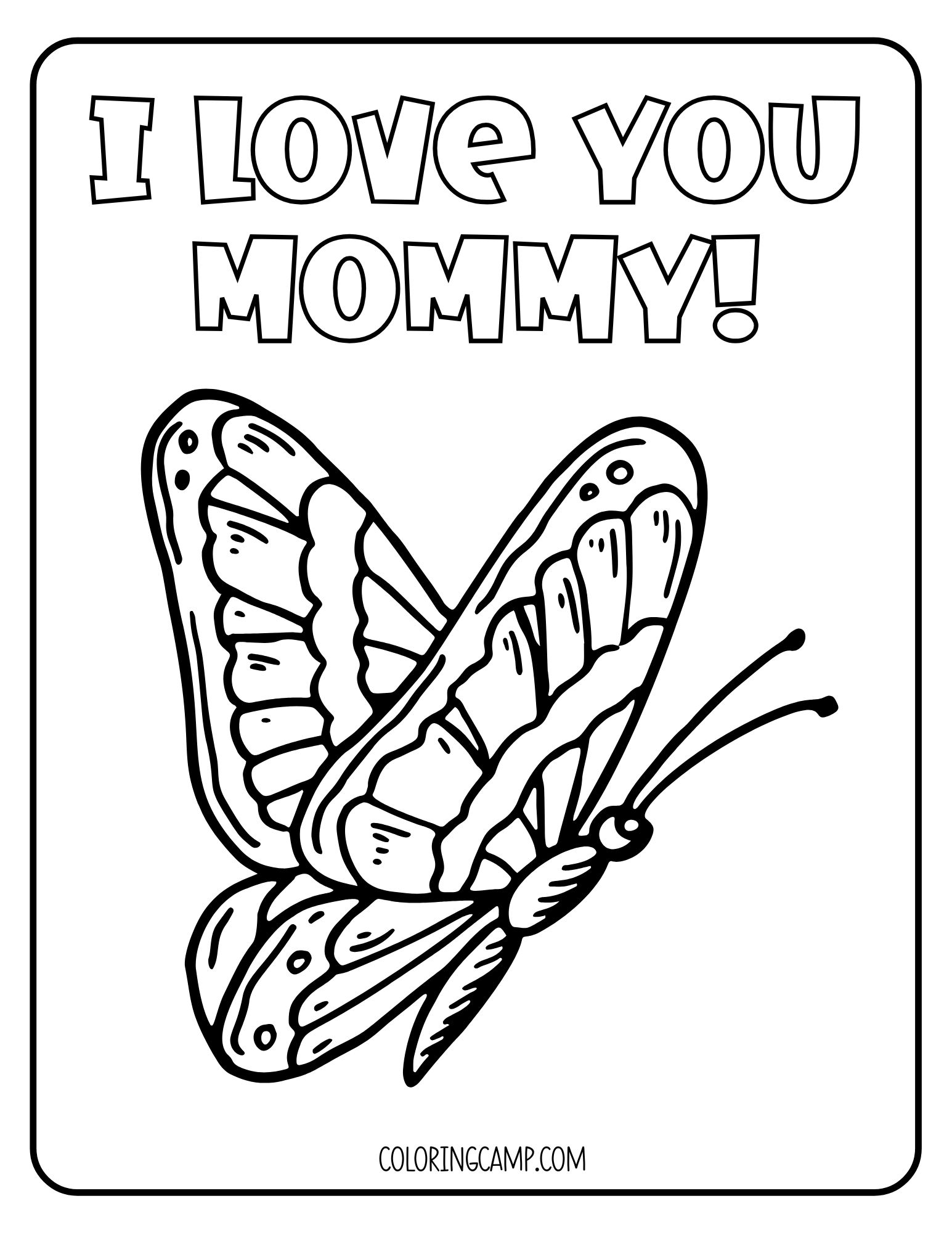 Butterfly Mother's Day coloring page.
