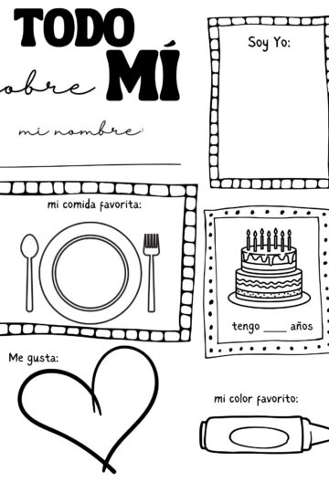 Todo Sobre Mi (All About me in Spanish) printable.