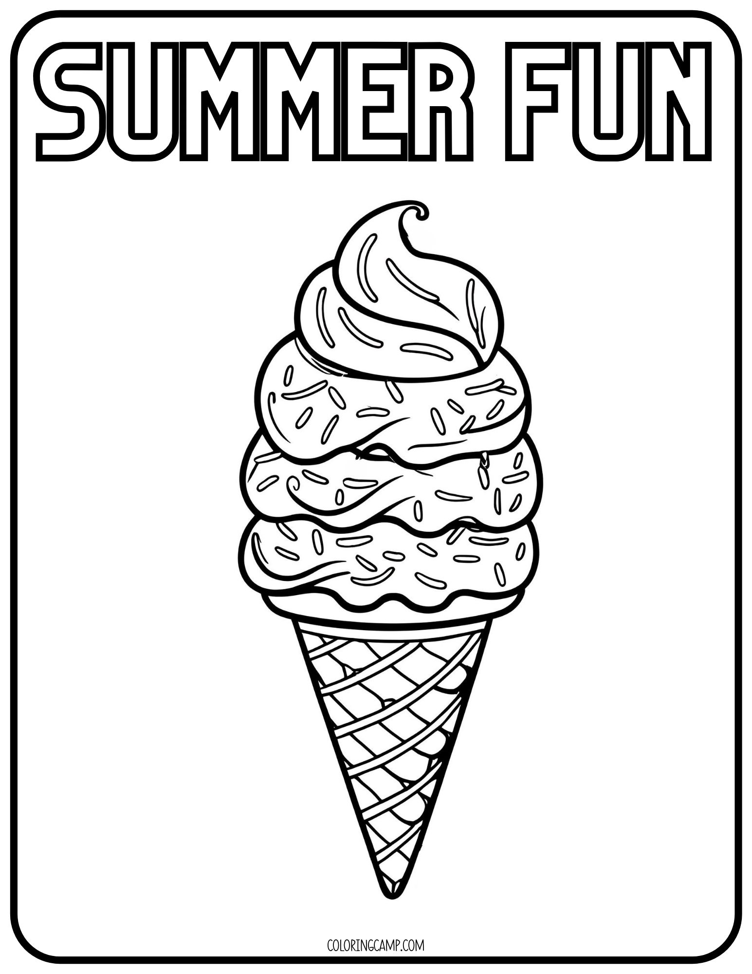 Almost summer coloring page that says "summer fun."