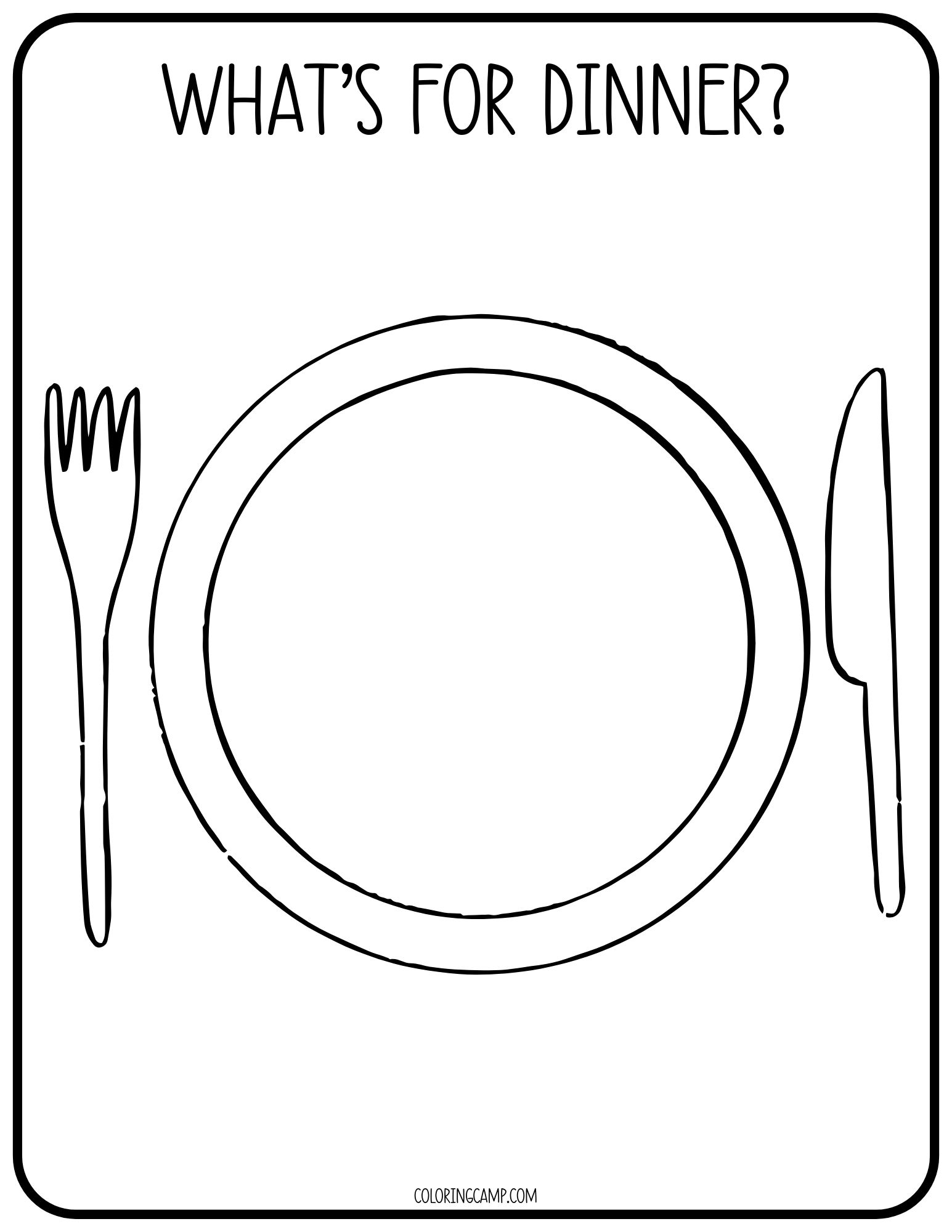 Finish the picture coloring page: What's for dinner?