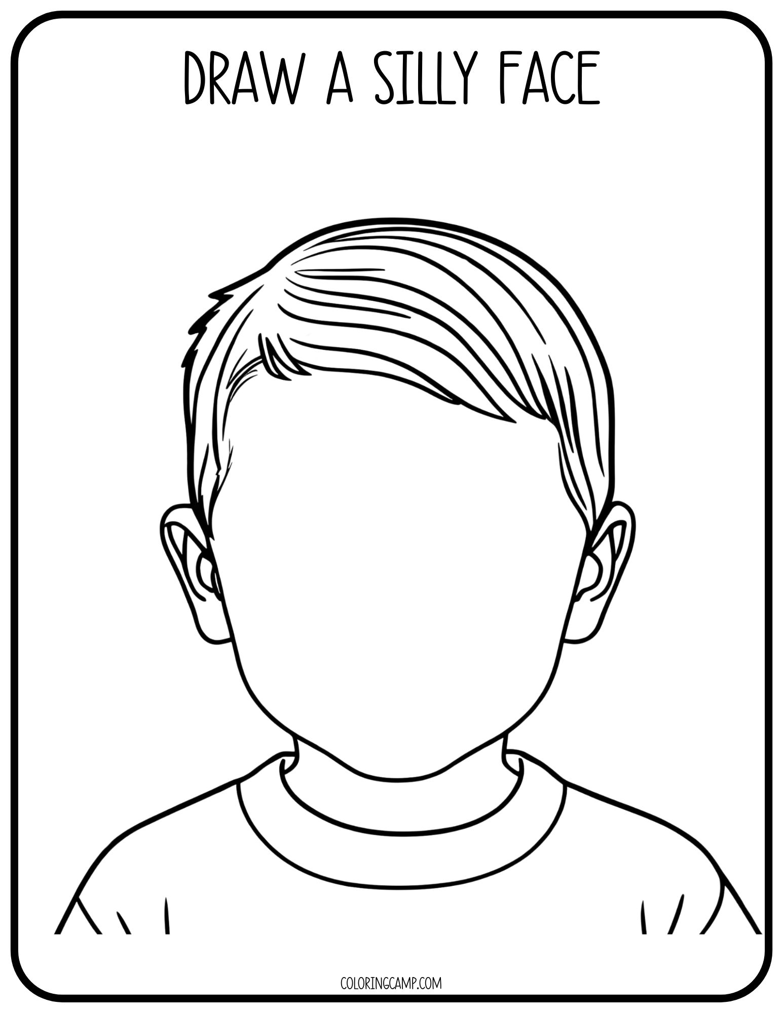 Finish the picture coloring page: Draw a silly face.