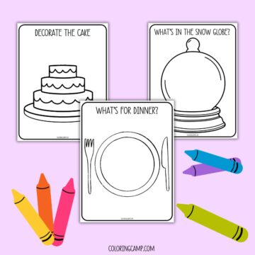 Finish the picture coloring page mock ups from coloring camp.