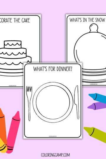 Finish the picture coloring page mock ups from coloring camp.