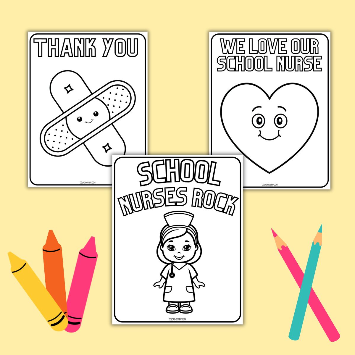Mock up for School Nurse Coloring Pages.