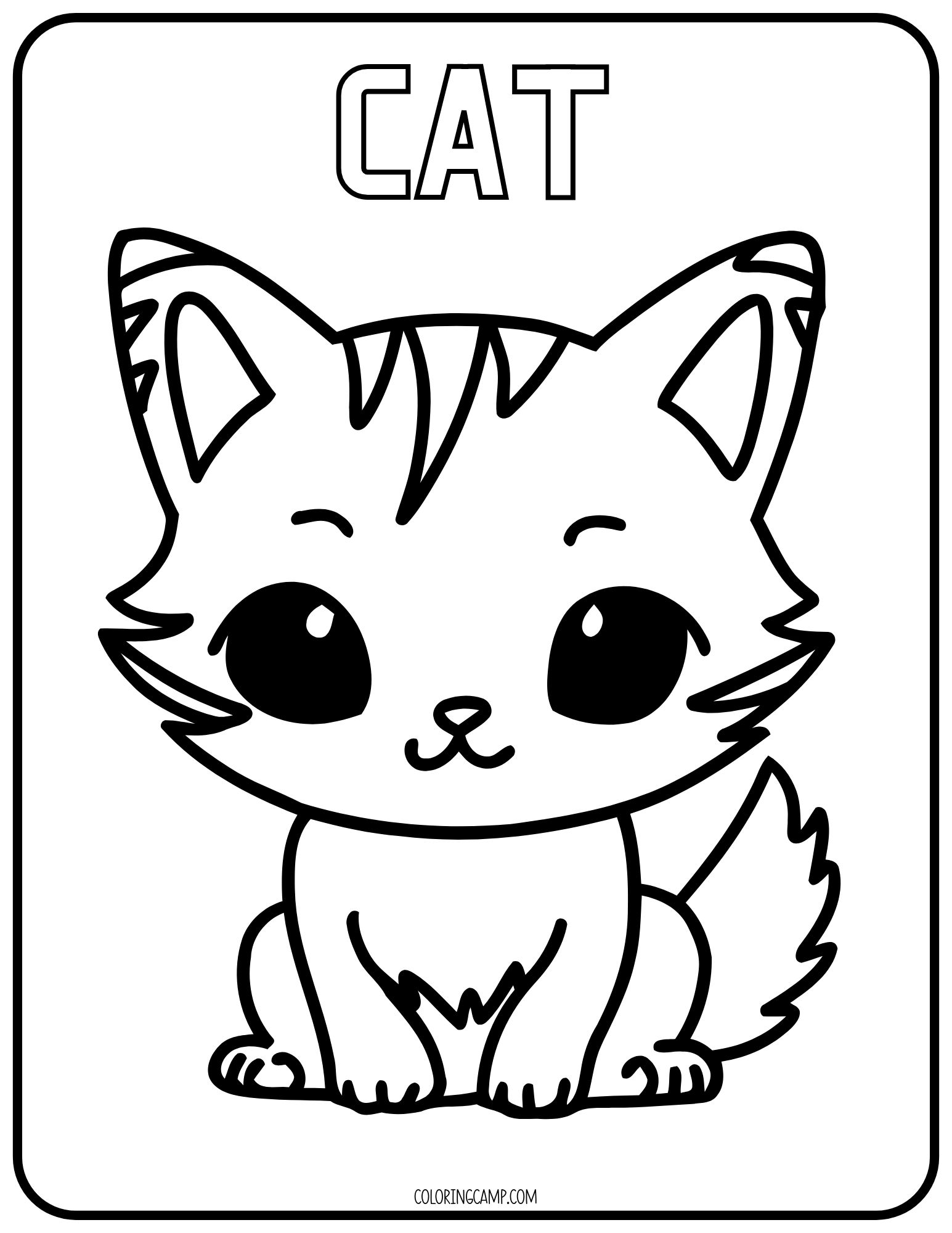 Cat Coloring Page for Toddlers.