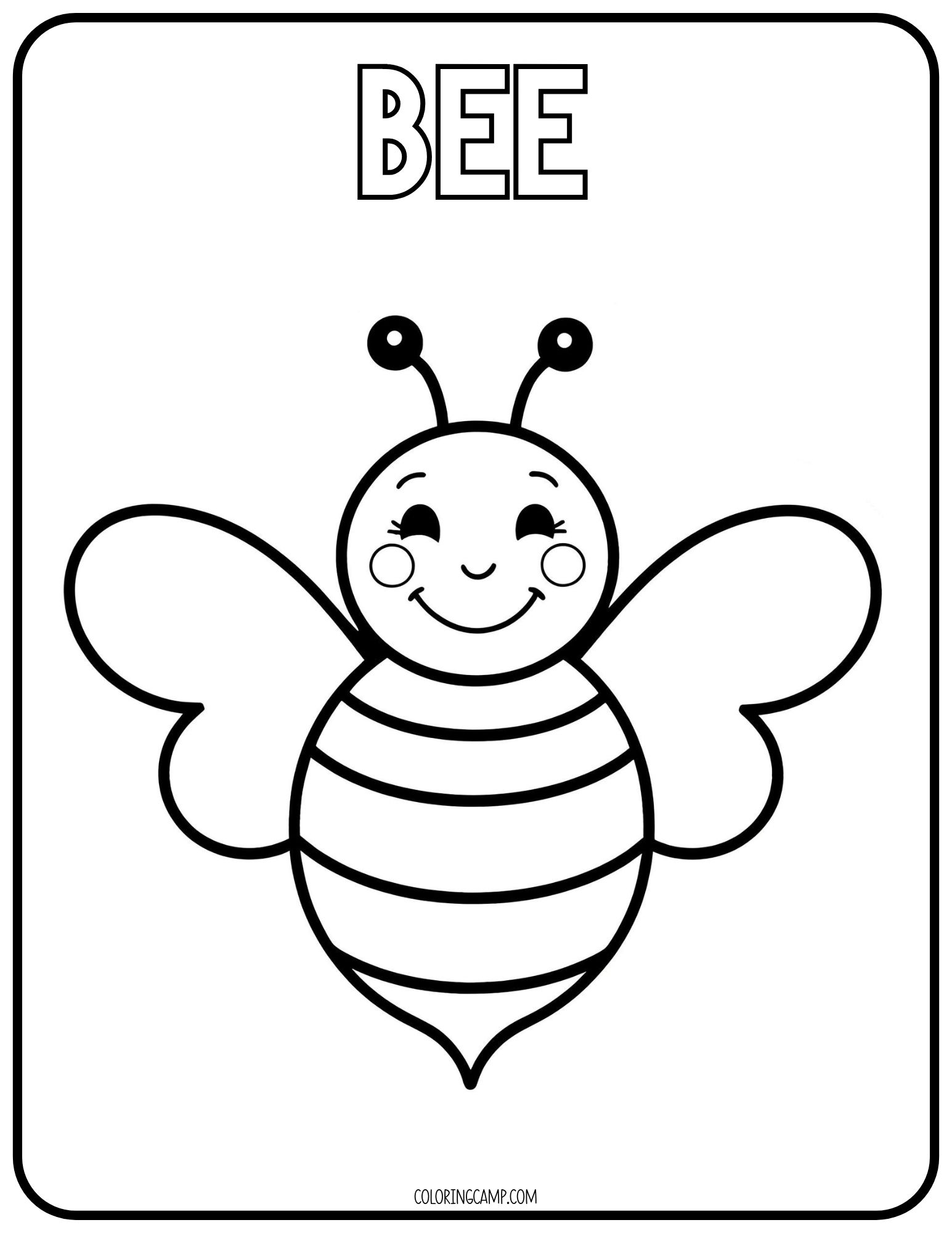 Bee Coloring Page for Toddlers.