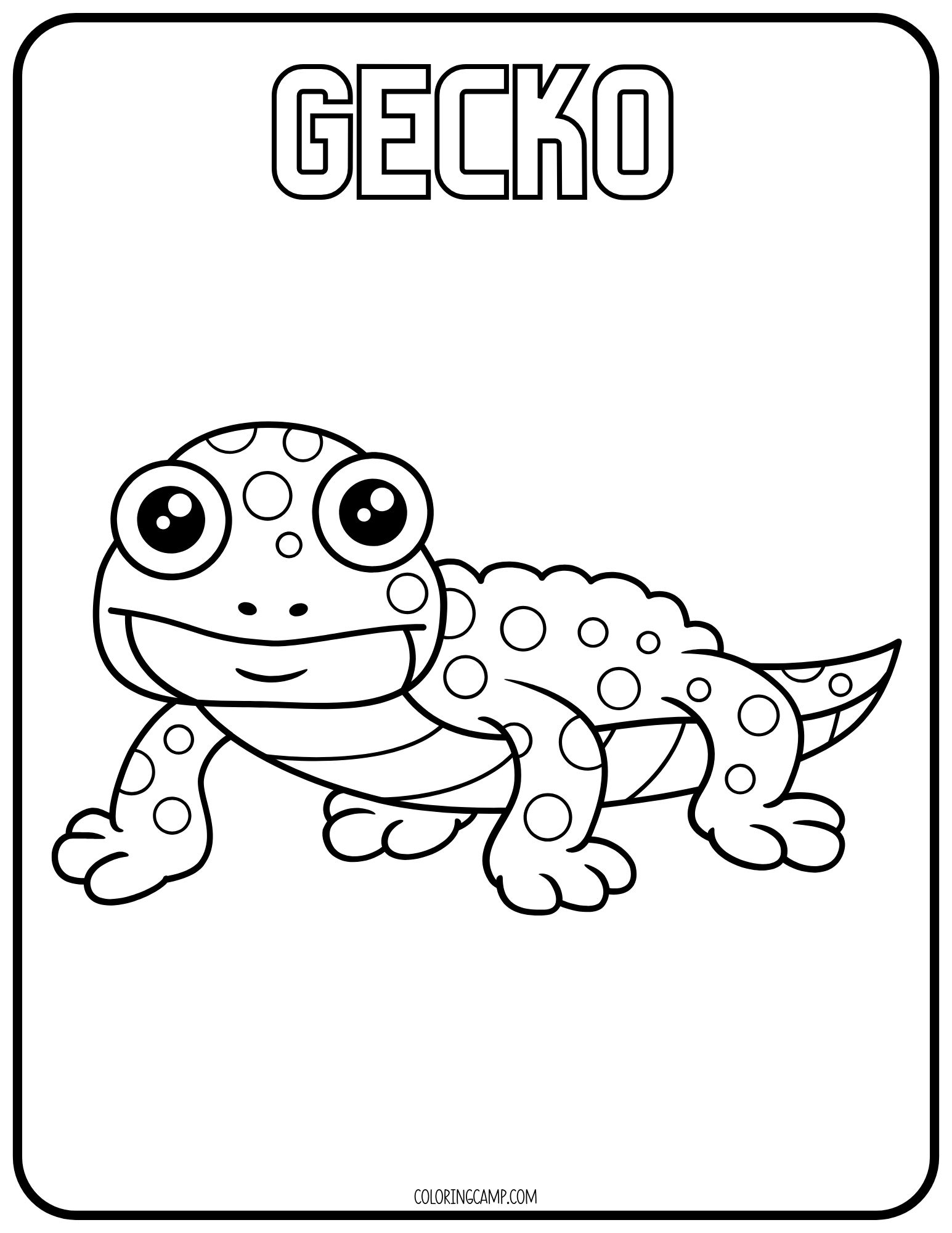 Gecko Coloring Page for Toddlers.