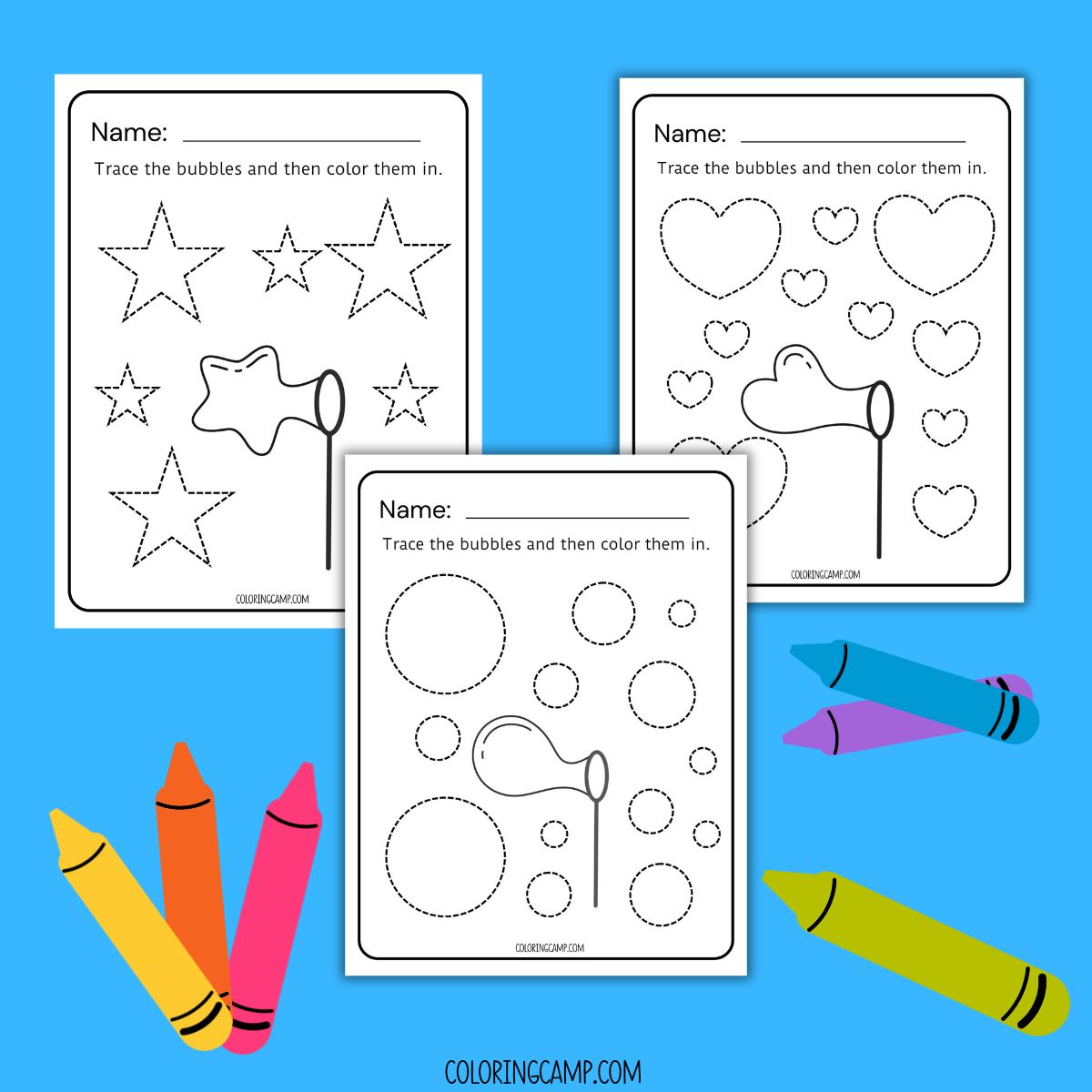 Bubble tracing worksheet mock ups.