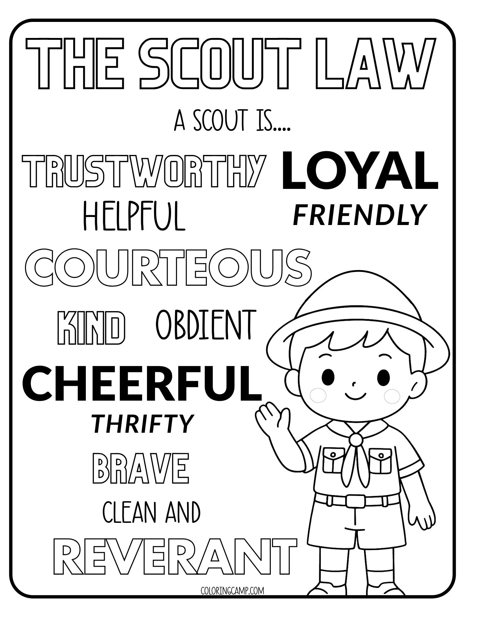 Scout Law Coloring Page (for cub scouts)
