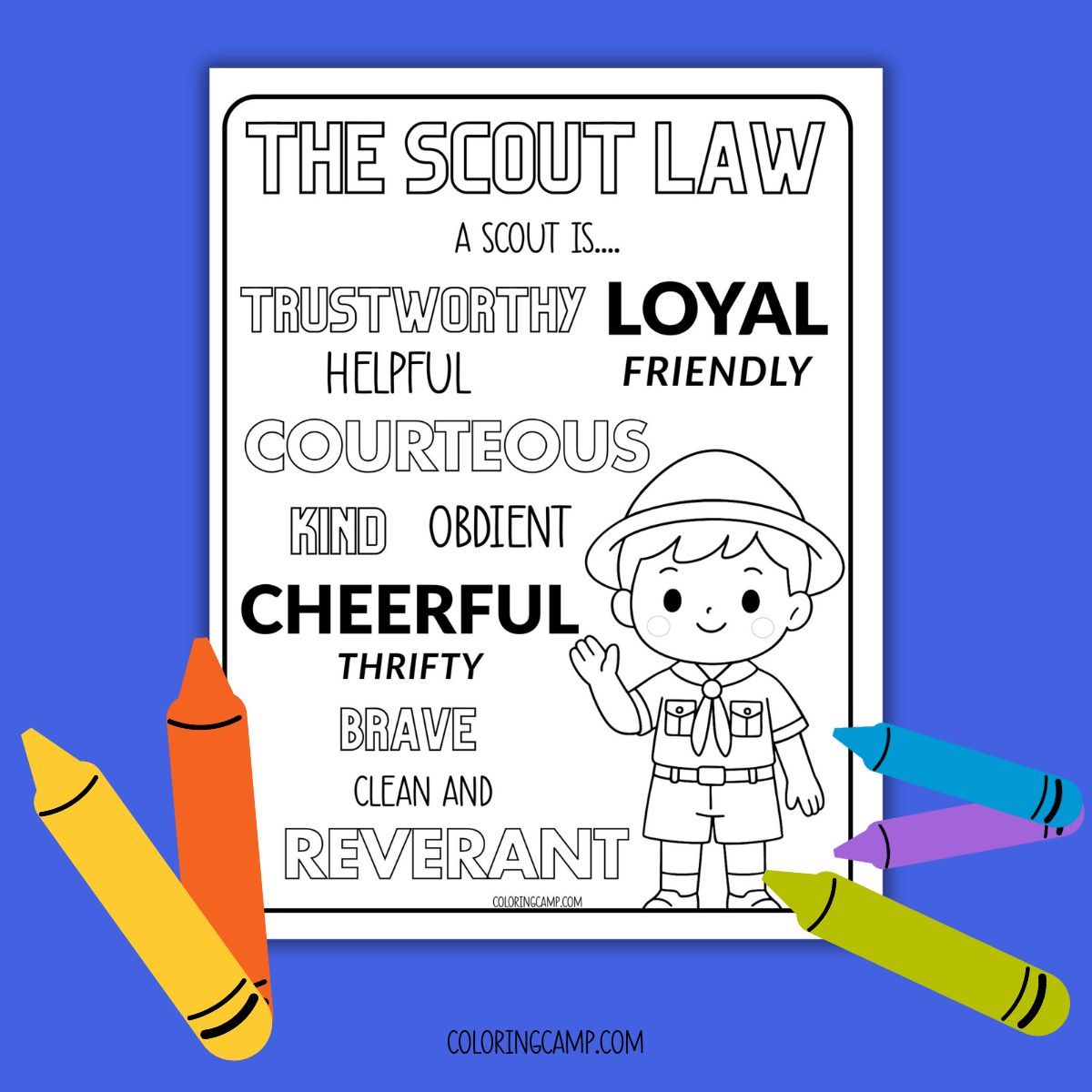 Scout Law Coloring Page (for cub scouts)