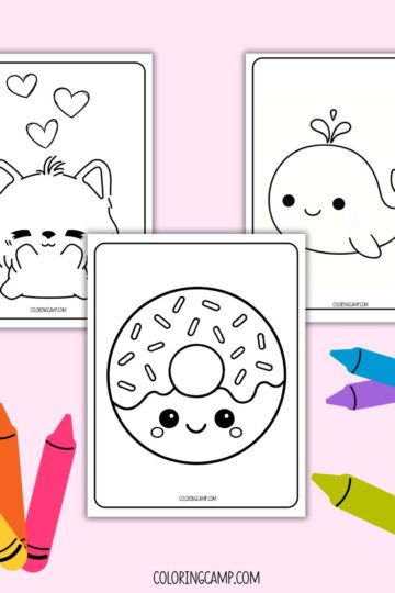 Adorable coloring pages mock up.