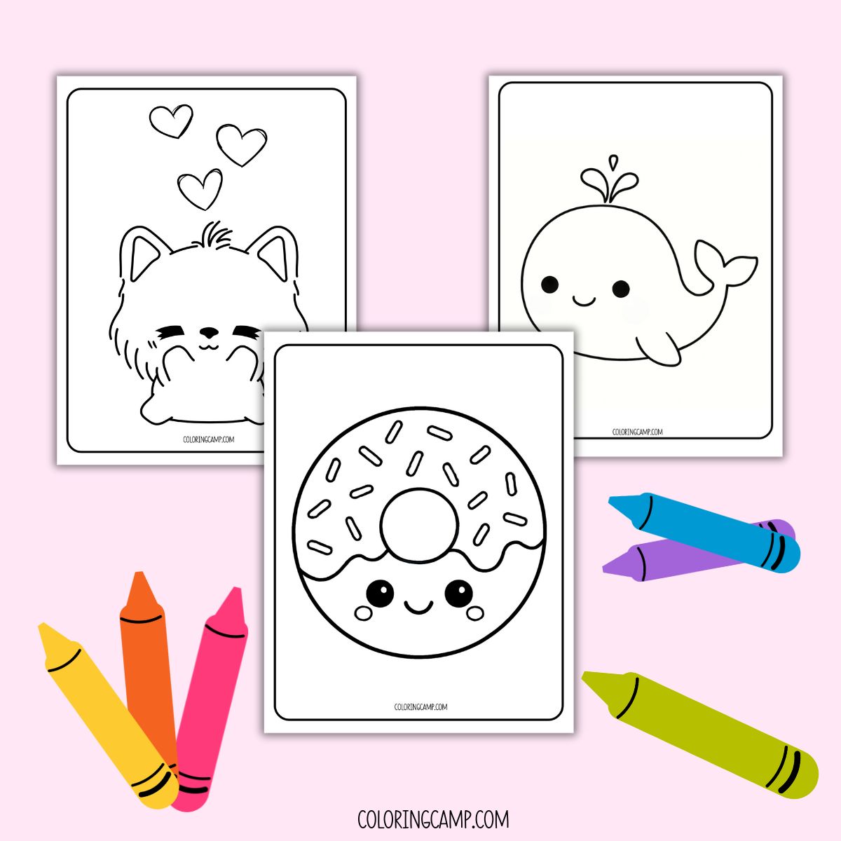 Adorable coloring pages mock up.