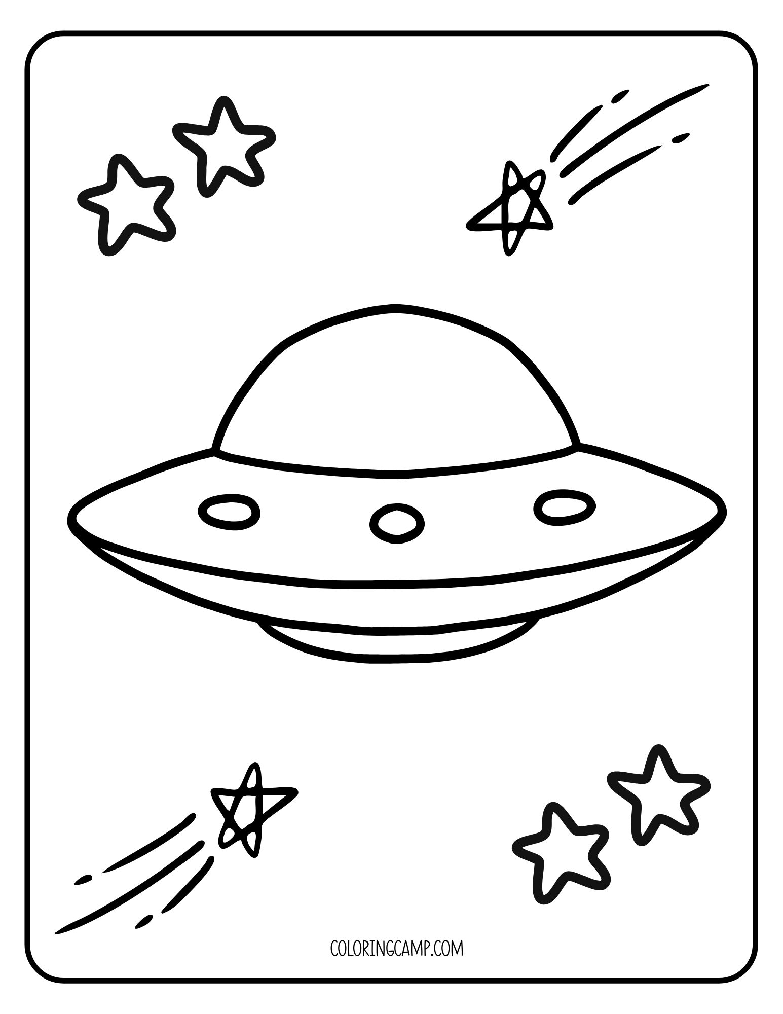 UFO coloring page from Coloring Camp.