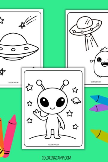 Alien Coloring Pages mock ups.