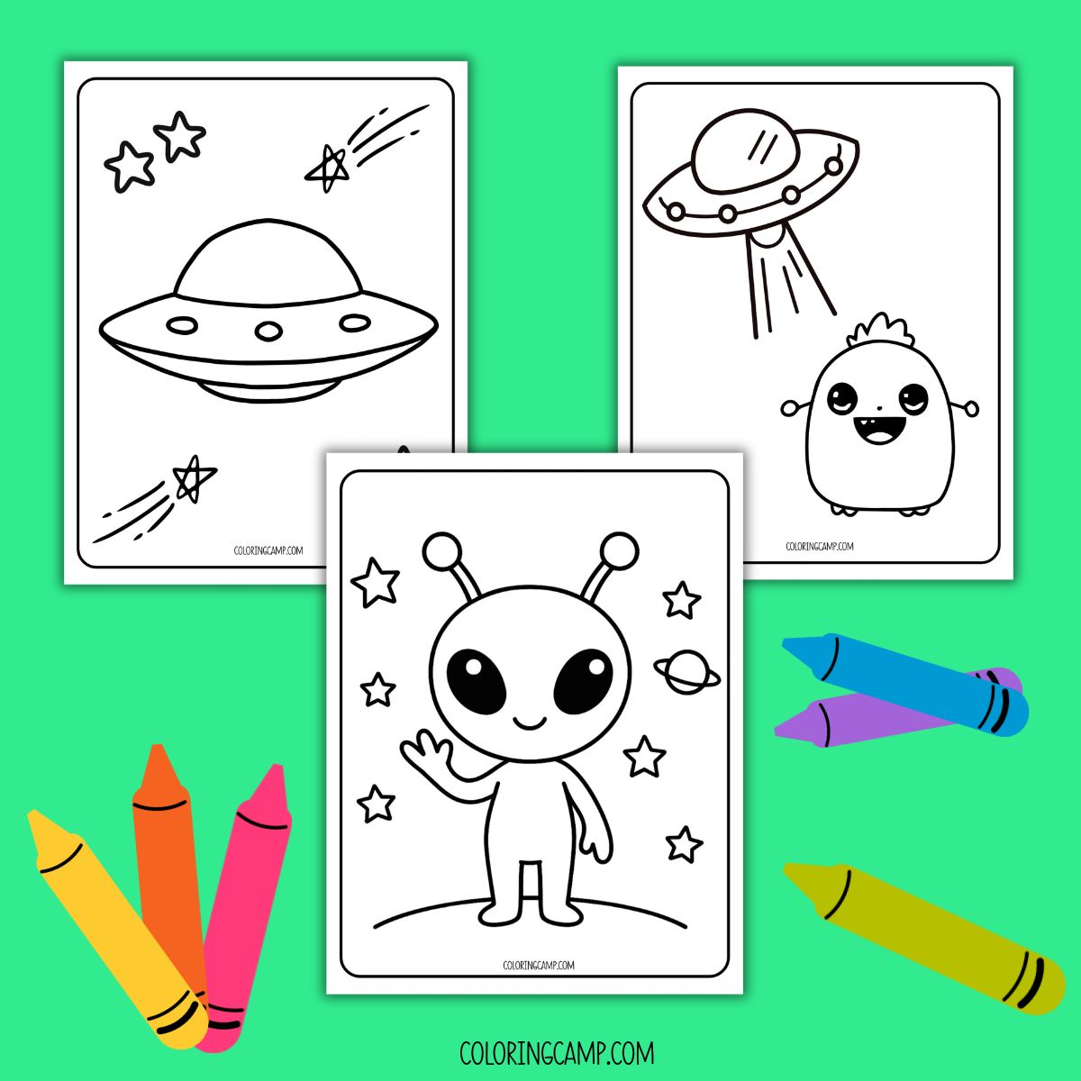Alien Coloring Pages mock ups.