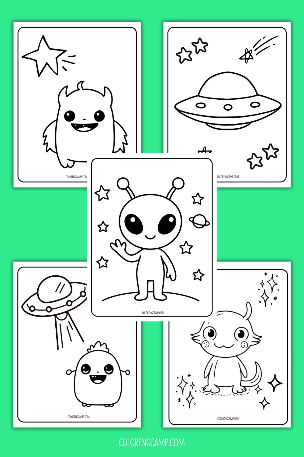 Alien Coloring Pages mock ups.