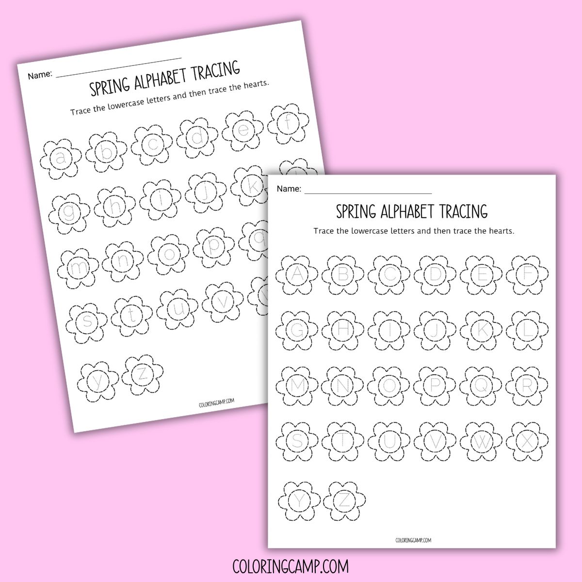 Spring alphabet tracing worksheets. 