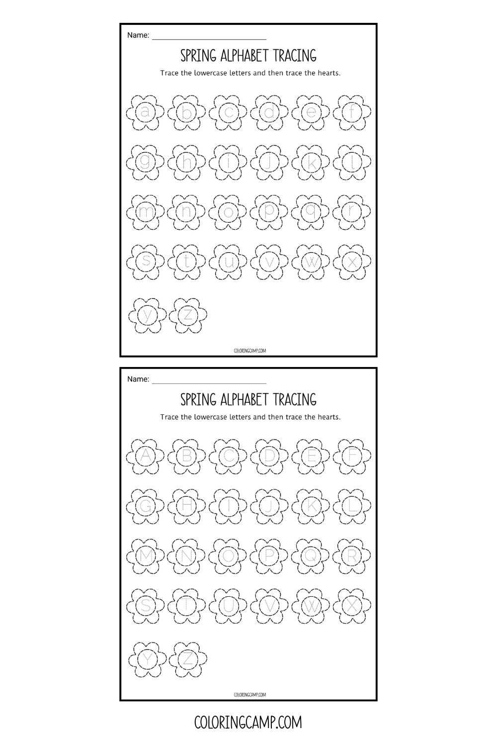 Spring Alphabet Tracing whats included.