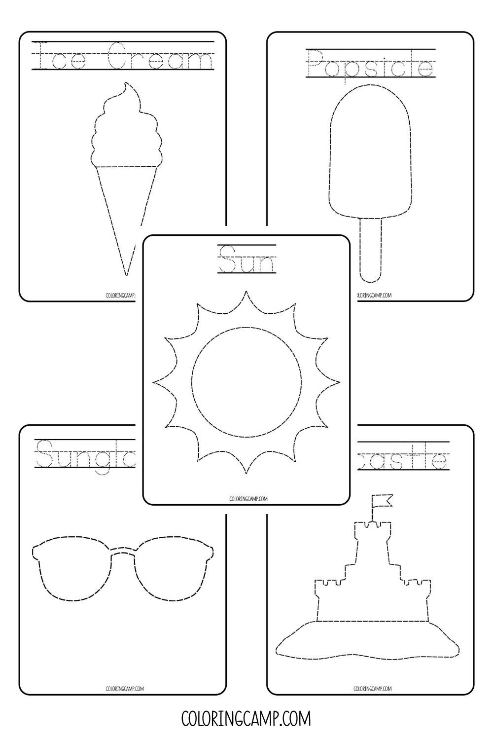 Summer Tracing Worksheets.