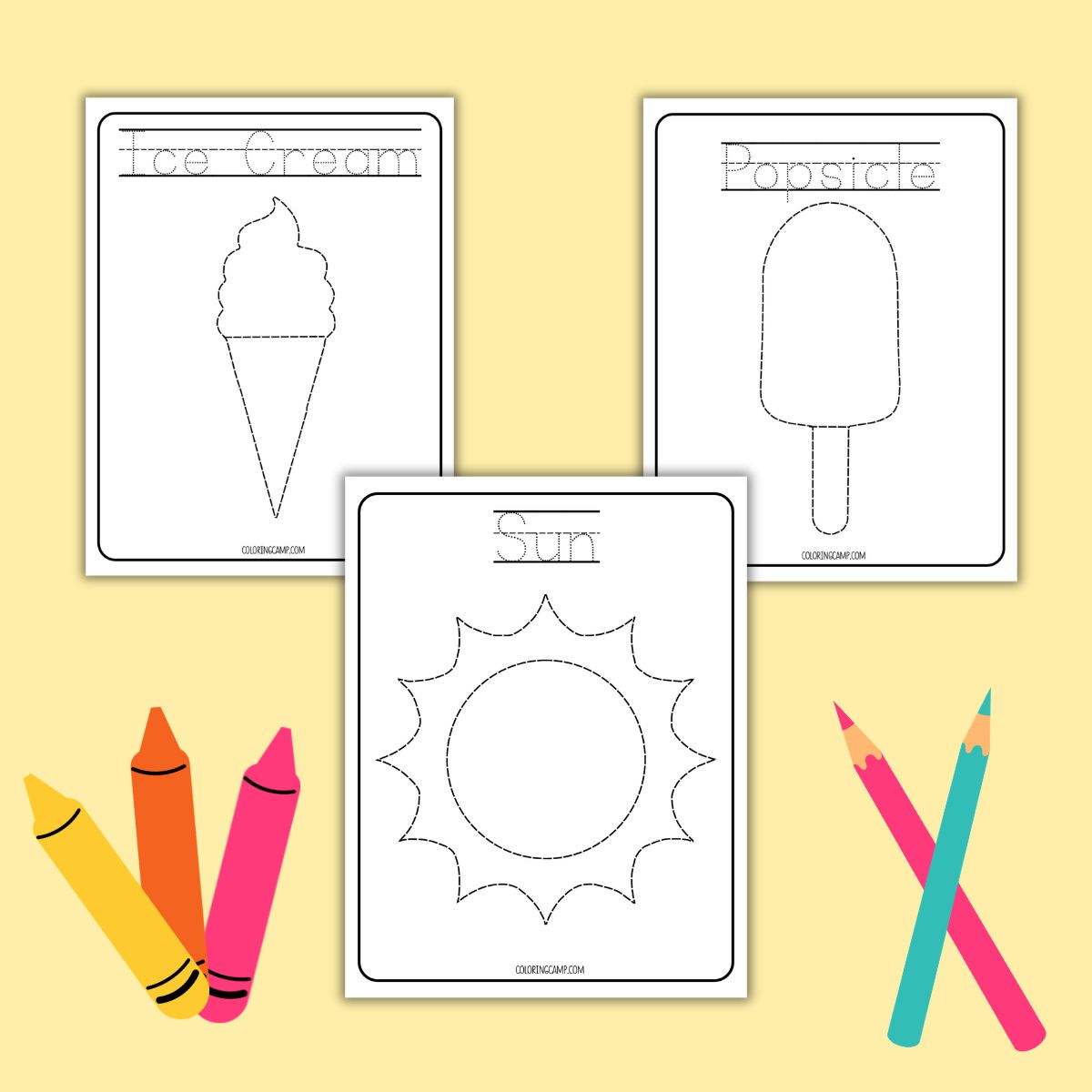 Summer Tracing Worksheets.