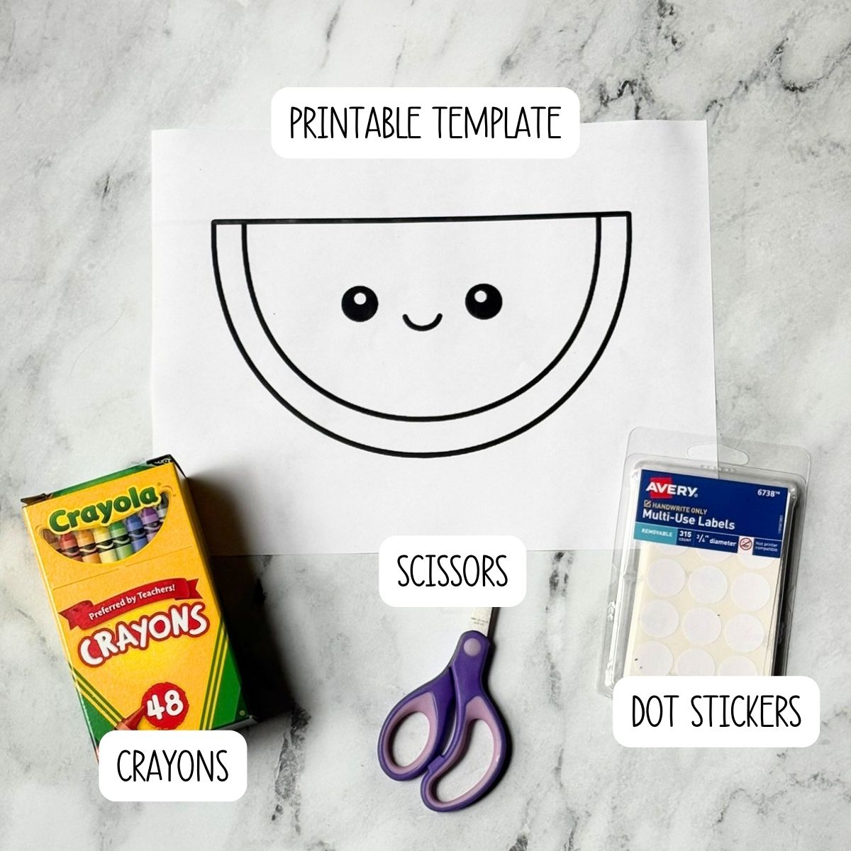 The supplies needed to make a Summer Name Craft.