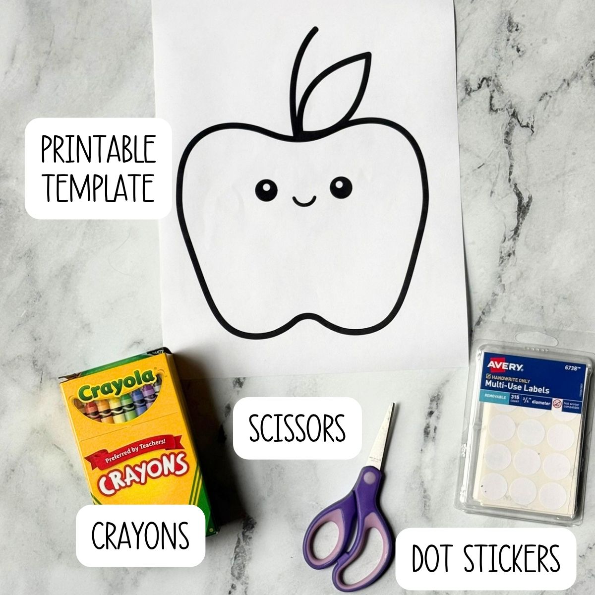 The supplies needed to make a back to school name craft.