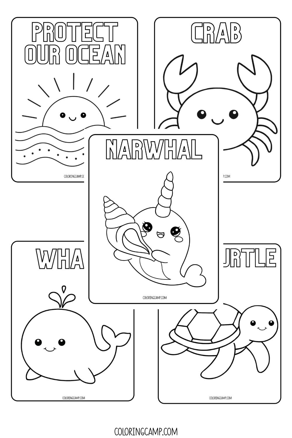 Kawaii ocean coloring pages.