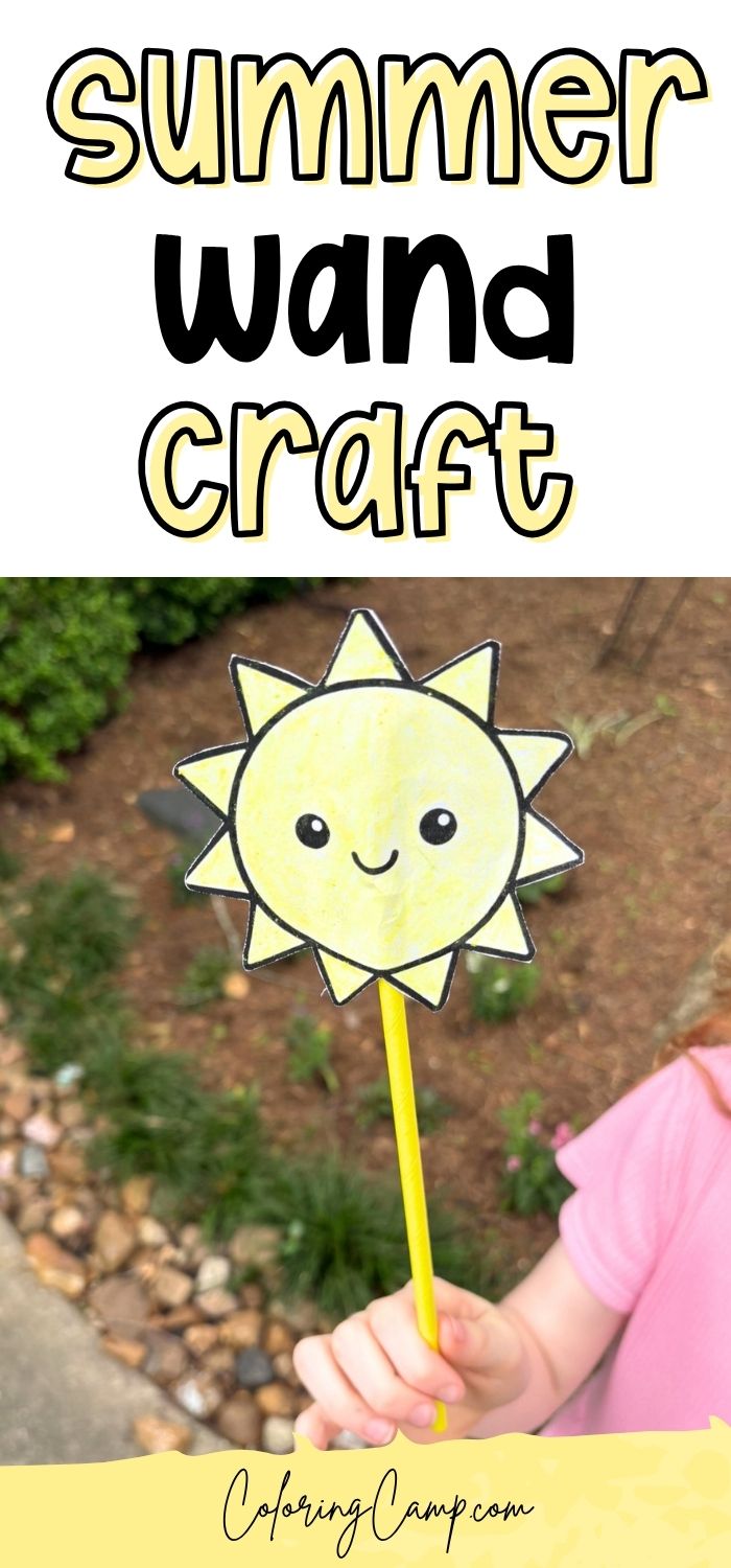 Text that says, "Summer wand craft" below is a photo of a child's hand holding the craft.
