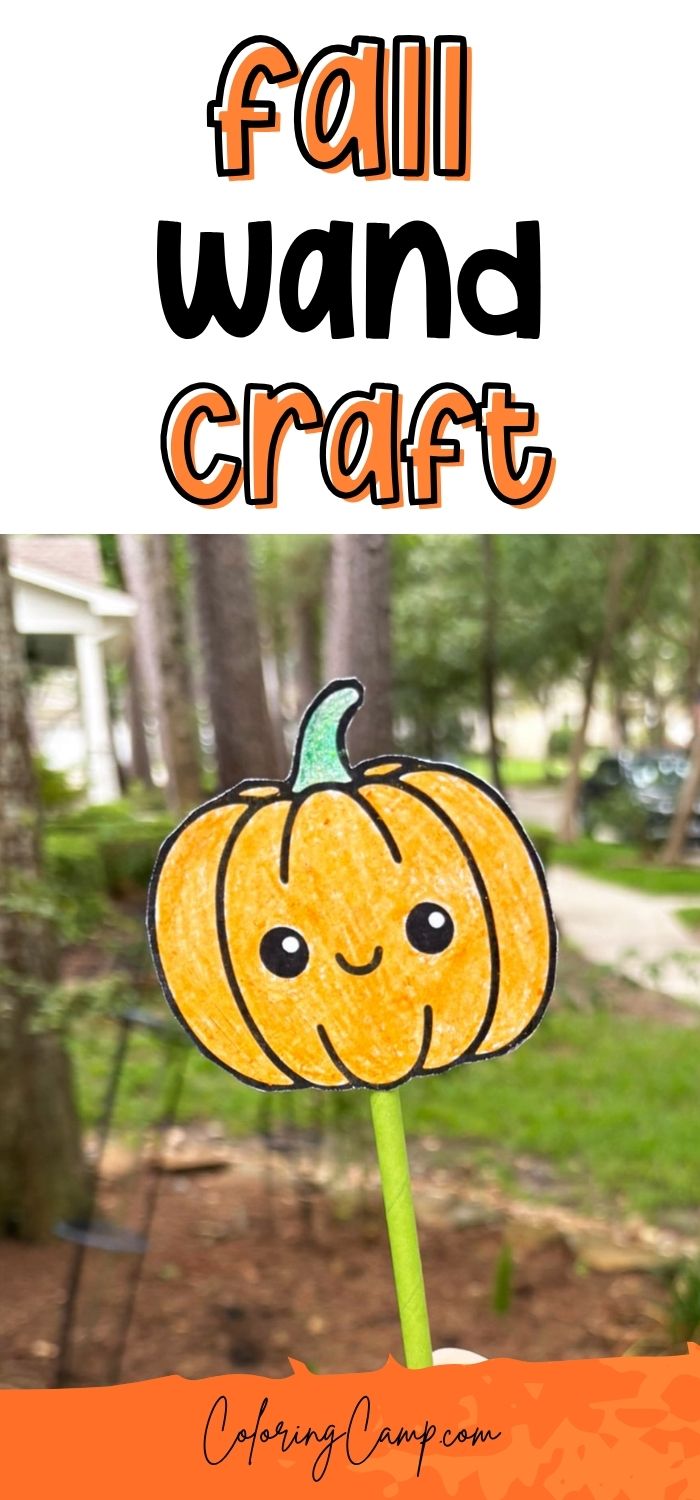 Text that says, "fall wand craft" below the text is a photograph of the completed fall wand craft for kids. 