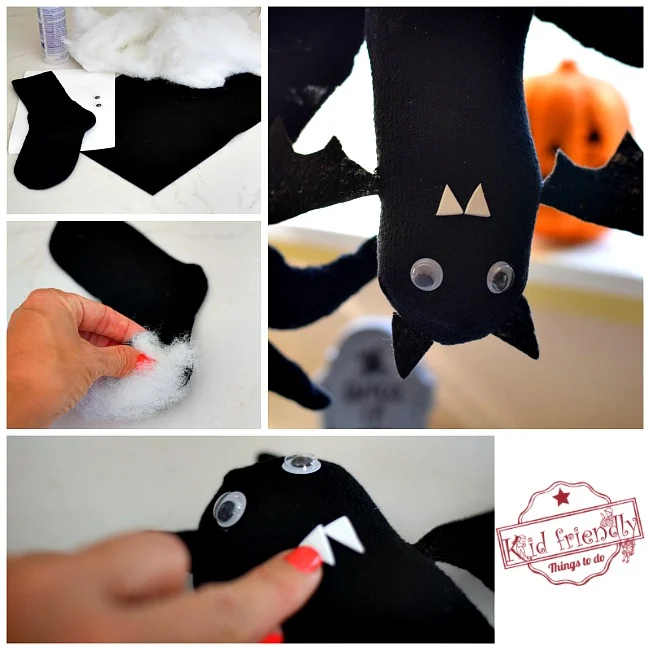 Hanging bat sock craft.